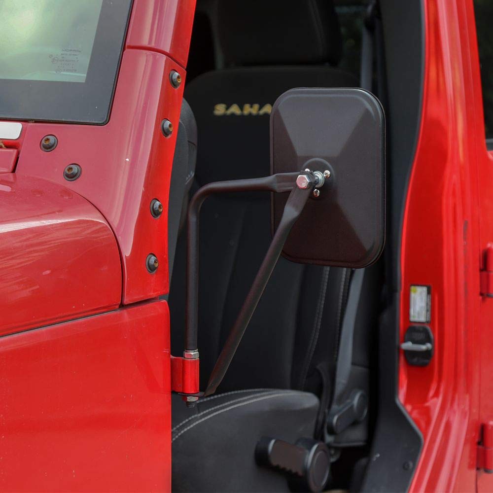 JeCar fixed pole provides stability for steady rear visibility during off-road drives.