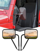 JeCar square doorless mirror with quick-release for fast removal on open jeeps.