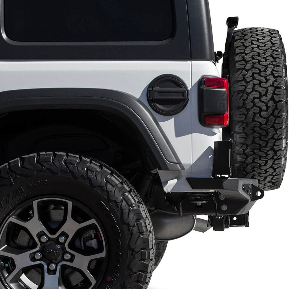 Black finish matches Wrangler's rugged silhouette for a cohesive look.