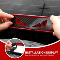 Close-up of JeCar carbon fiber texture on brake light decal highlighting durability