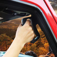 JeCar ergonomic aluminum grab handle improves grip and confidence during off-road entry.