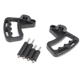 JeCar front aluminum grab handles installed on a Jeep Wrangler for easy entry.