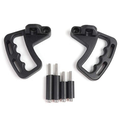JeCar Front Grab Handles mounted on a Jeep Wrangler for easier entry on rugged trails.