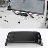 JeCar hood vent scoop front view, sleek black finish and airflow focus.