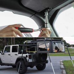 JeCar Wrangler compatibility label demonstrates wide vehicle fit