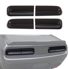 JeCar smoked tail light covers front view for Challenger with subtle protection
