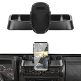 JeCar TJ phone holder mounted on Jeep Wrangler TJ dash for secure hands-free driving.