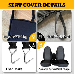 Jecoupoon cotton blend seat cover close-up highlights durable fabric.