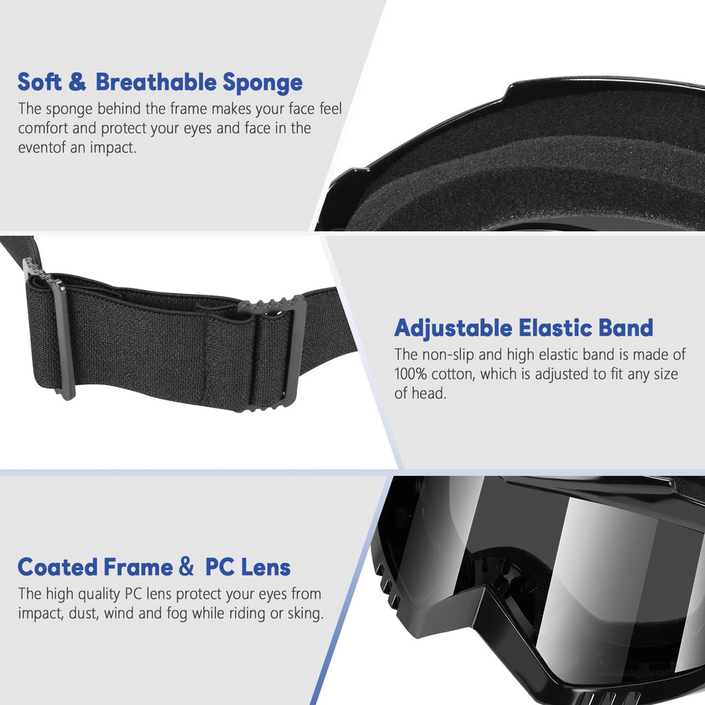 Jeemeele goggles side view with strap provide secure helmet compatibility.
