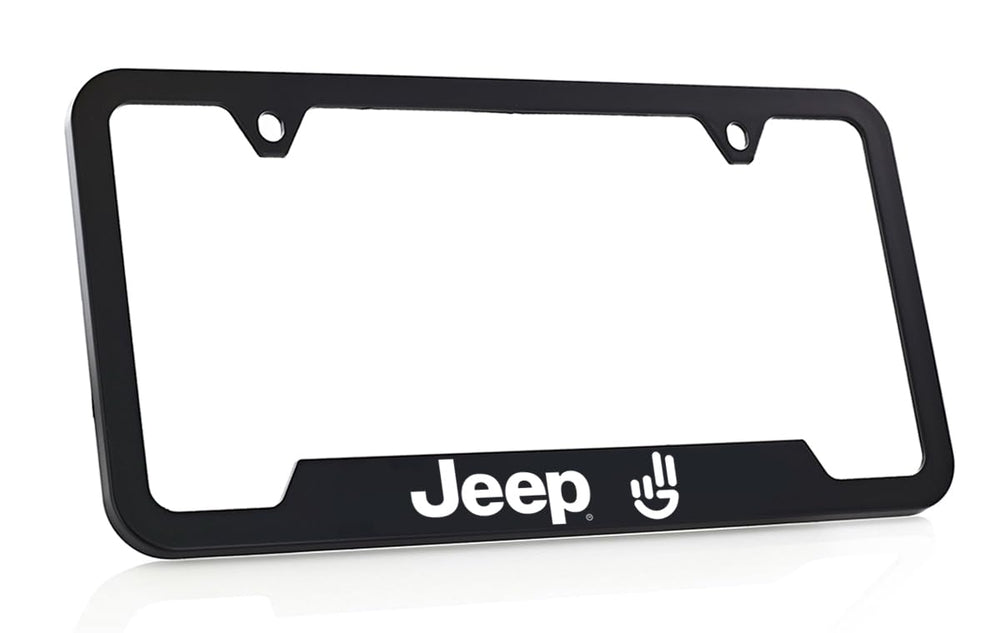Jeep Wave license plate frame - packaging image emphasizes official licensing and ready-to-install kit.