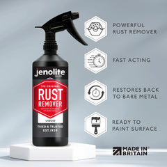 Jenolite rust remover trigger spray enables easy, even application on large or awkward areas.