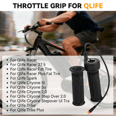 Jerbor full twist throttle grip installed on Qlife Racer 27.5 for quick-response speed management.