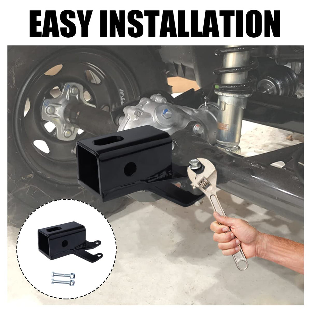 Jerbor heavy-duty 2-inch ATV hitch receiver for TRX400 Rancher, sturdy steel build.