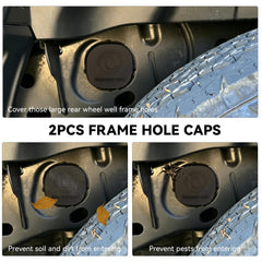 Jerbor two-piece plug set safeguards Ranger rear frame holes.