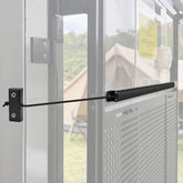Jerbor closer bracket close-up showing rust-resistant hardware for outdoor durability