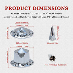 JESONN 33mm chrome axle cover rear kit for lasting wheel protection and style.
