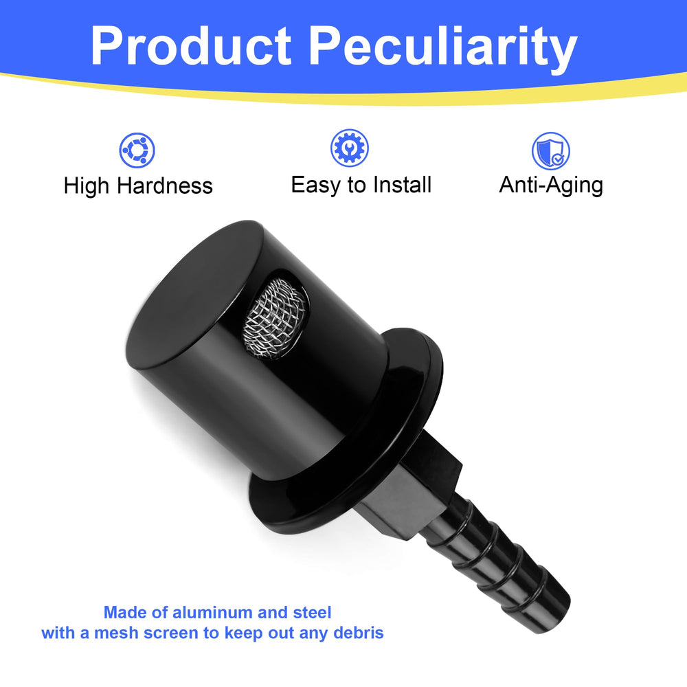 Jetuplusllc 5/16 hose barb connection supports universal venting across vehicles