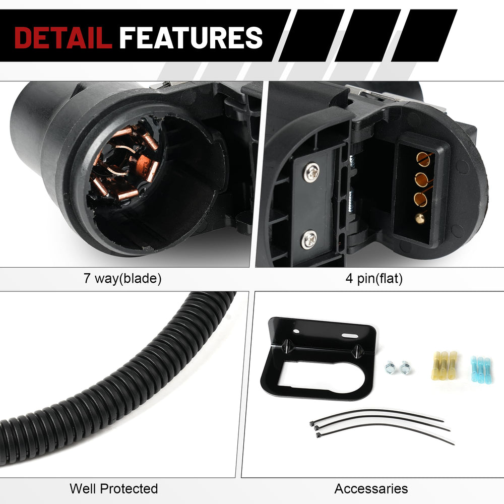 Jetuplusllc-uscar-7way-4pin wires color-coded for simple, error-free hookups.