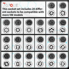 JEUCLEL 20 sockets array ensures VW group model compatibility for versatile work