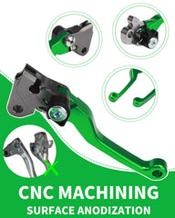 JFG RACING bright green anodized lever finish resists fading during rides.