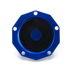JFG RACING anodized blue cap highlighting durability and color protection