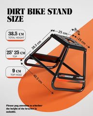 JFG RACING dirt bike stand iron construction offers durable support.