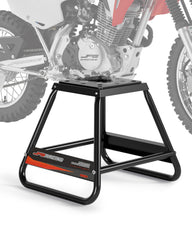 JFG RACING dirt bike stand universal fit provides stable maintenance support.