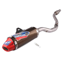 JFG RACING exhaust system mounted on bike shows clean lines.