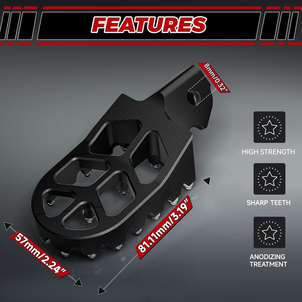 JFG RACING foot pegs feature 15 and 16 pins for fast orientation.