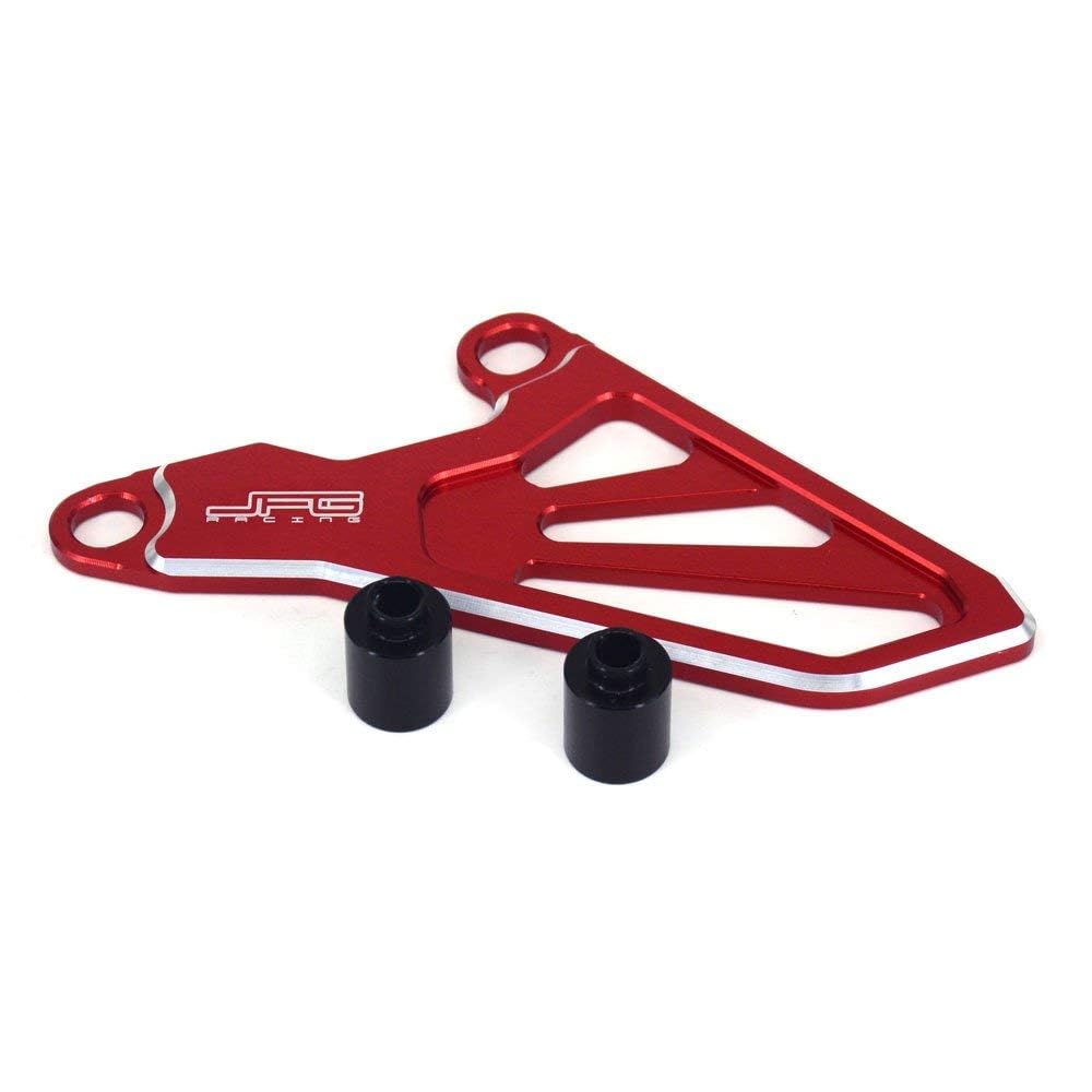 JFG RACING front sprocket guard for CRF250X guards the chain setup in rugged terrain.