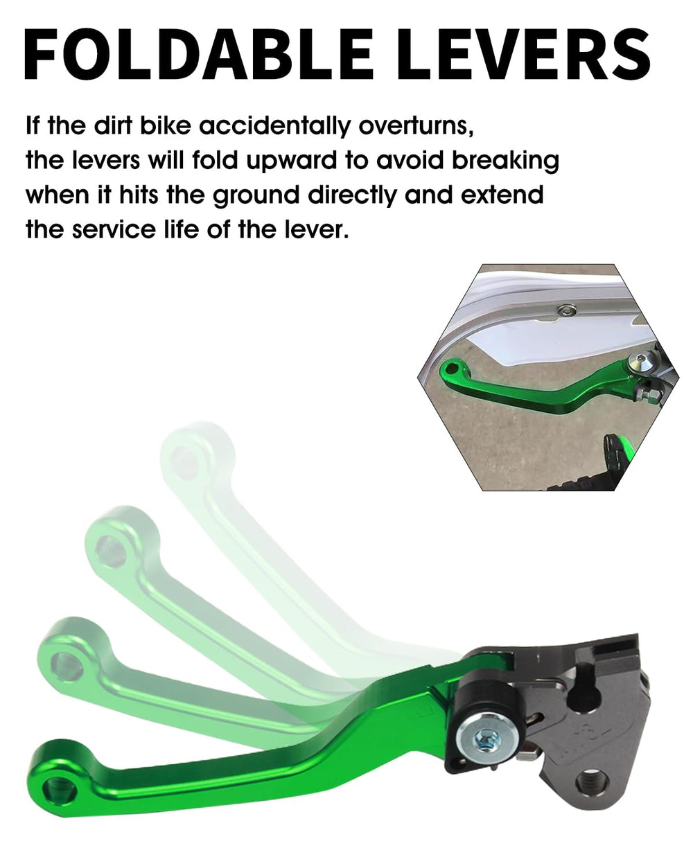 JFG RACING 6061 aluminum lever with green coating offers lightweight strength.