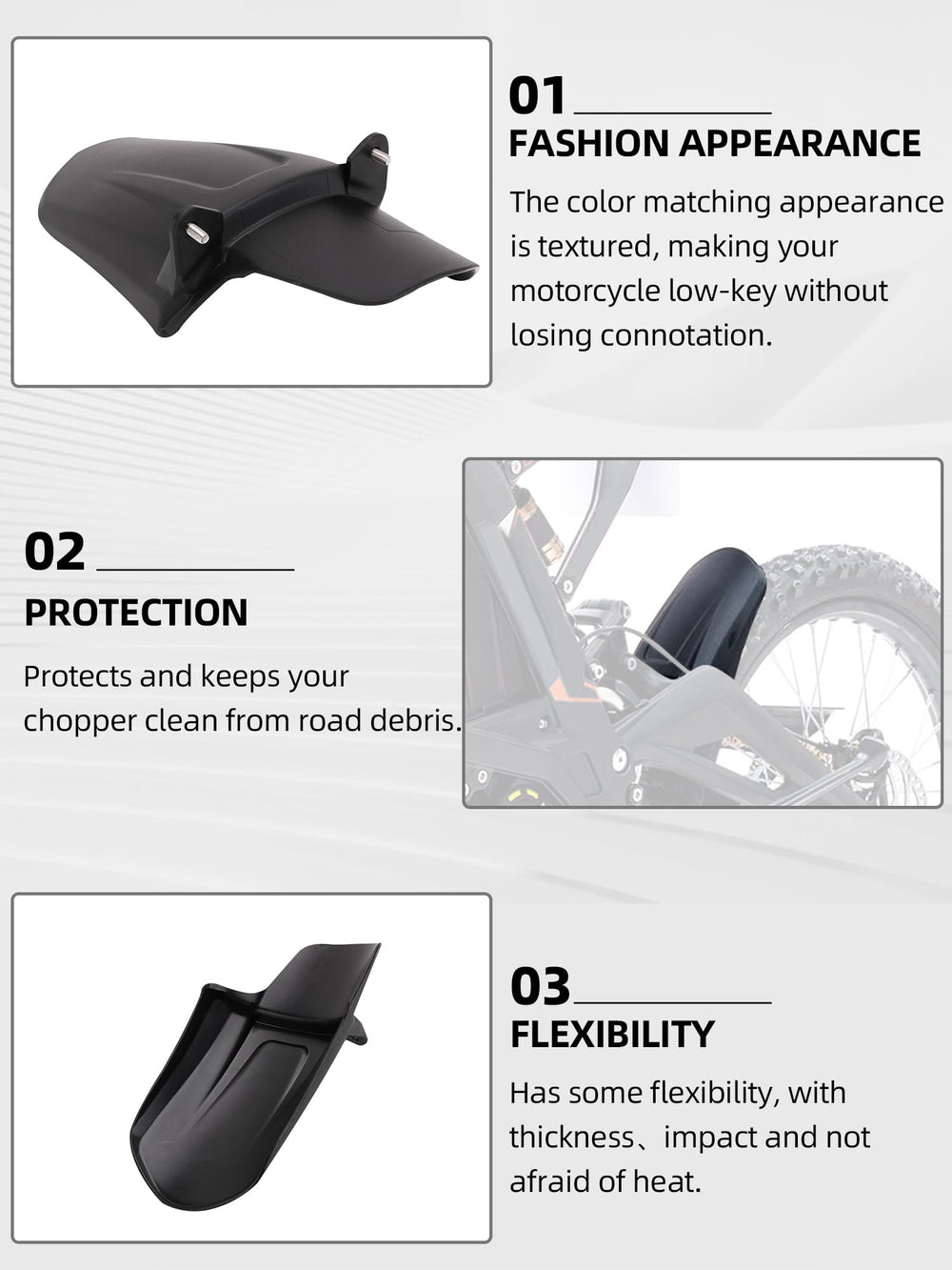 JFG RACING rear fender adds premium, low-profile appearance to a dirt bike