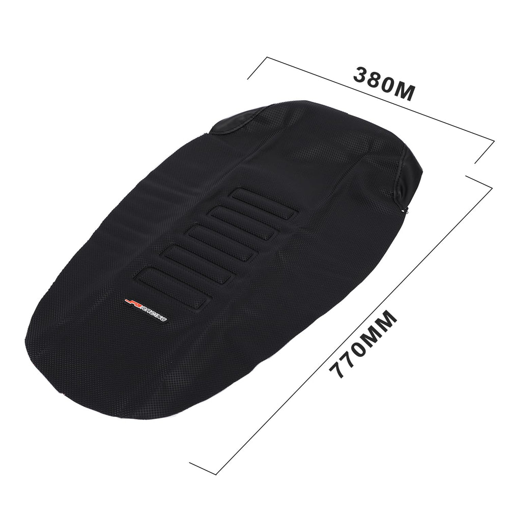 JFG RACING seat cover shows diamond pattern for secure off-road grip.