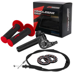 JFG RACING throttle assembly in black on 7/8 inch bars for dirt bikes, rugged and ready.