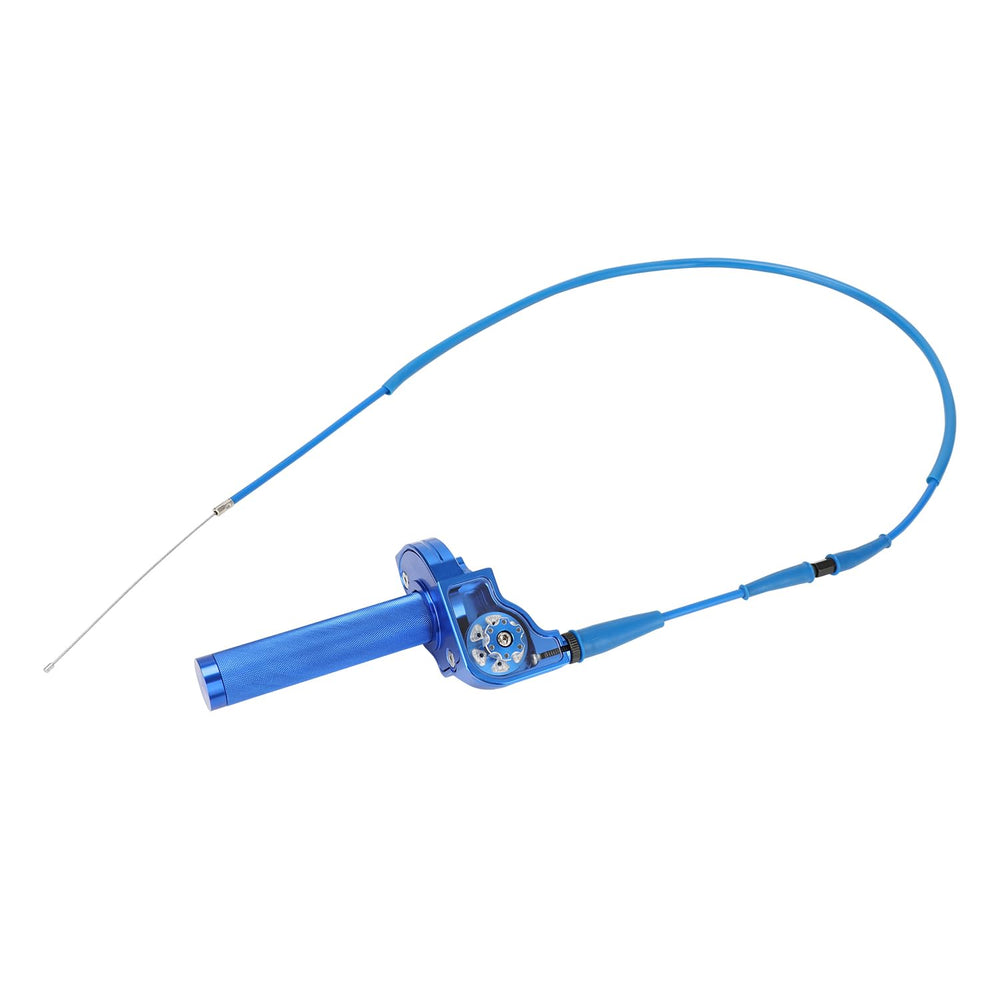 JFG RACING gold throttle with see-through top offers easy inspection of cable routing.