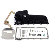 JGhyperX 302-1 aluminum oil pan in black designed for LS engines with precise subframe fit