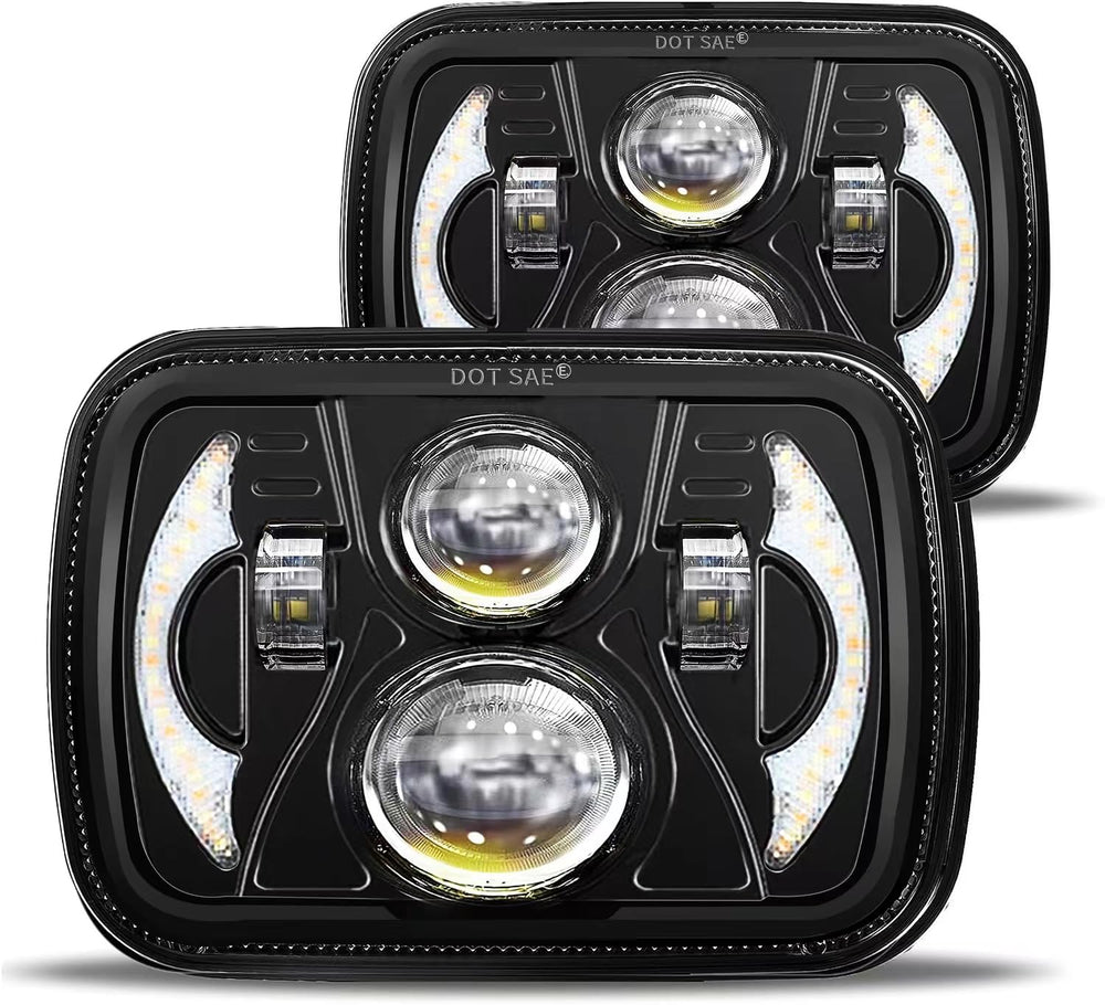 JHLion 5x7 LED headlights front view with bright, even beam for night visibility