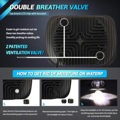 JHLion 5x7 LED headlights fit for Jeep Cherokee XJ and Wrangler YJ