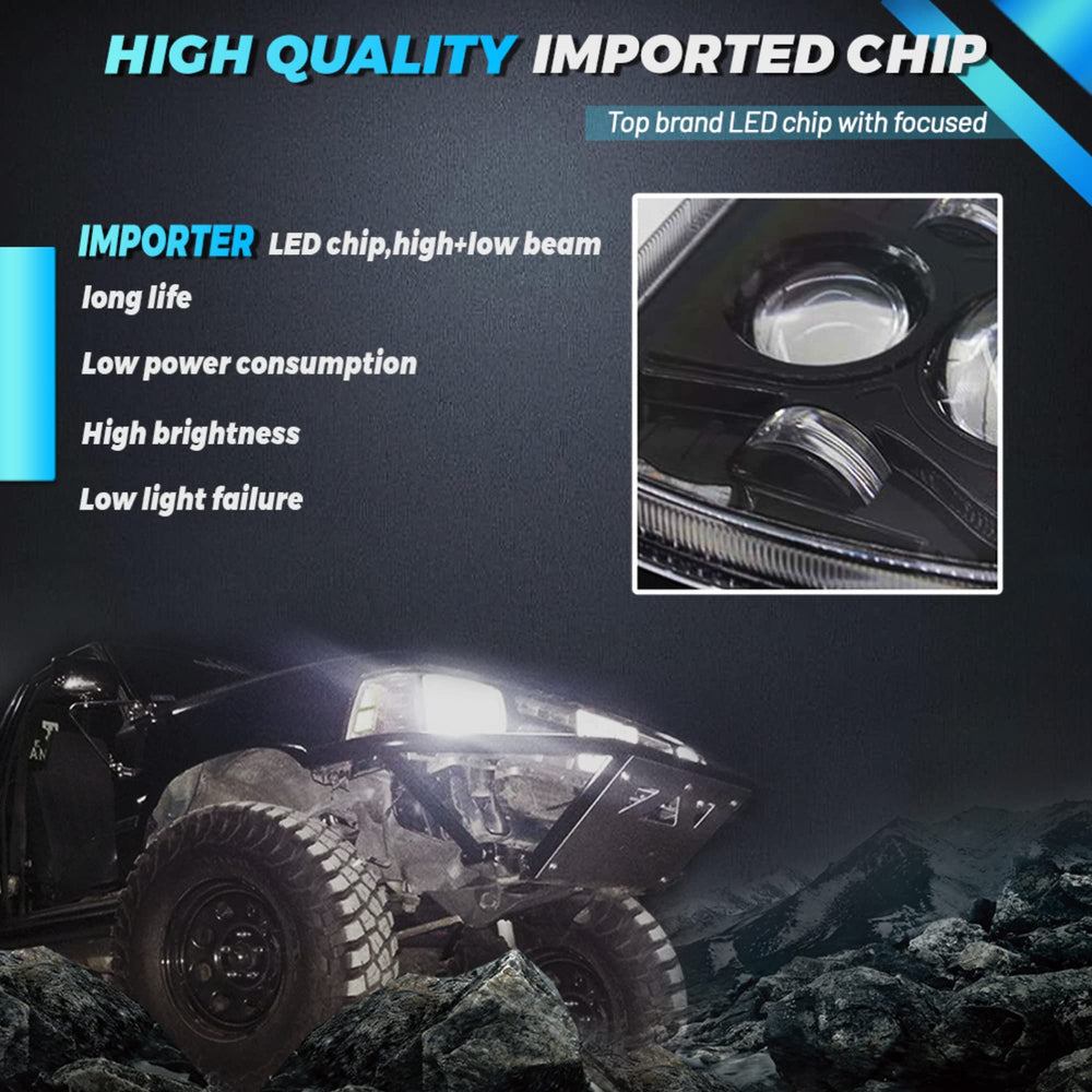 JHLion 5x7 LED headlights side profile showing durable aluminum housing