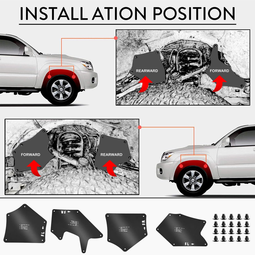 jiankun 4-piece fender liner set for tundra and sequoia offers full wheel-well protection