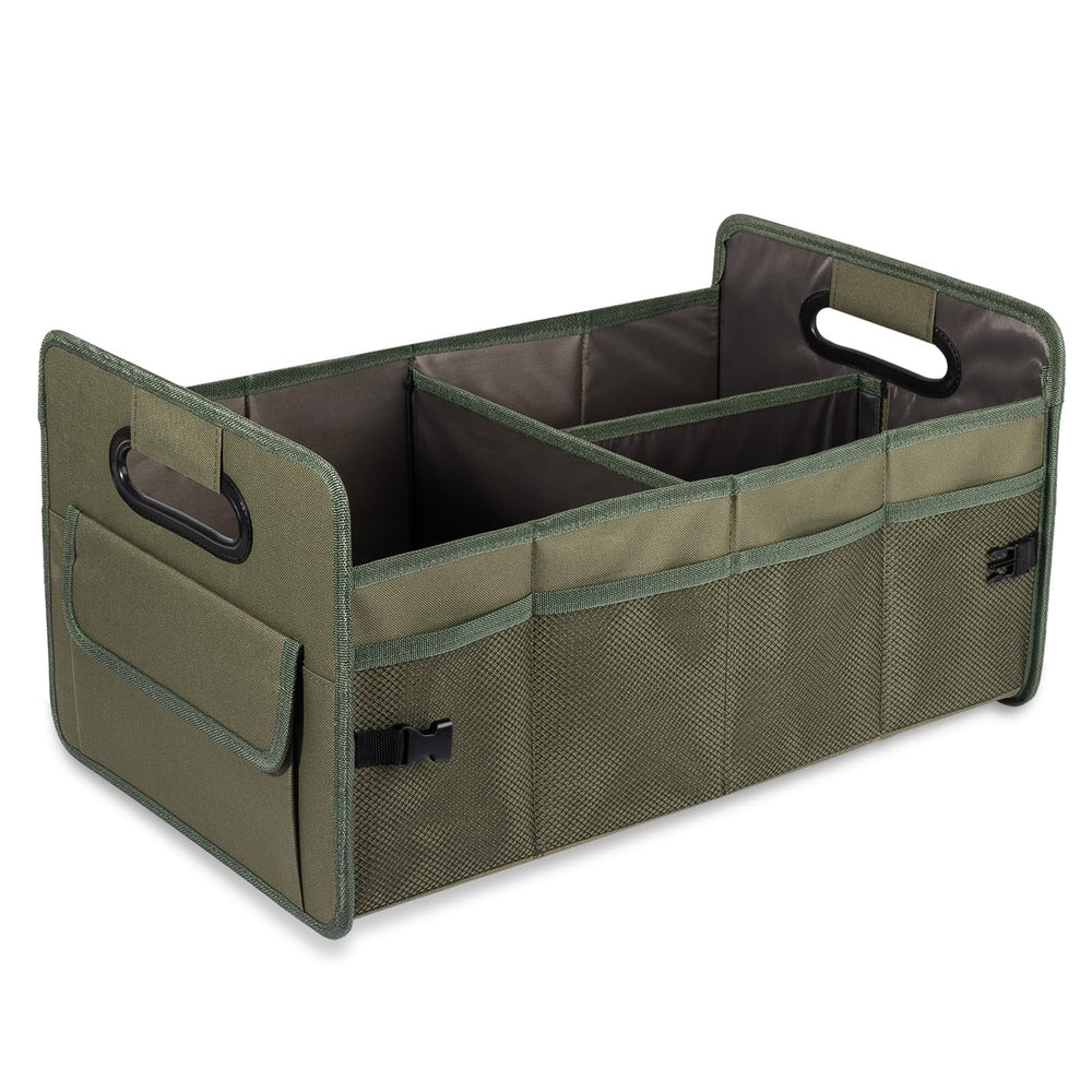 JiatuA car trunk organizer folded for compact storage and portability