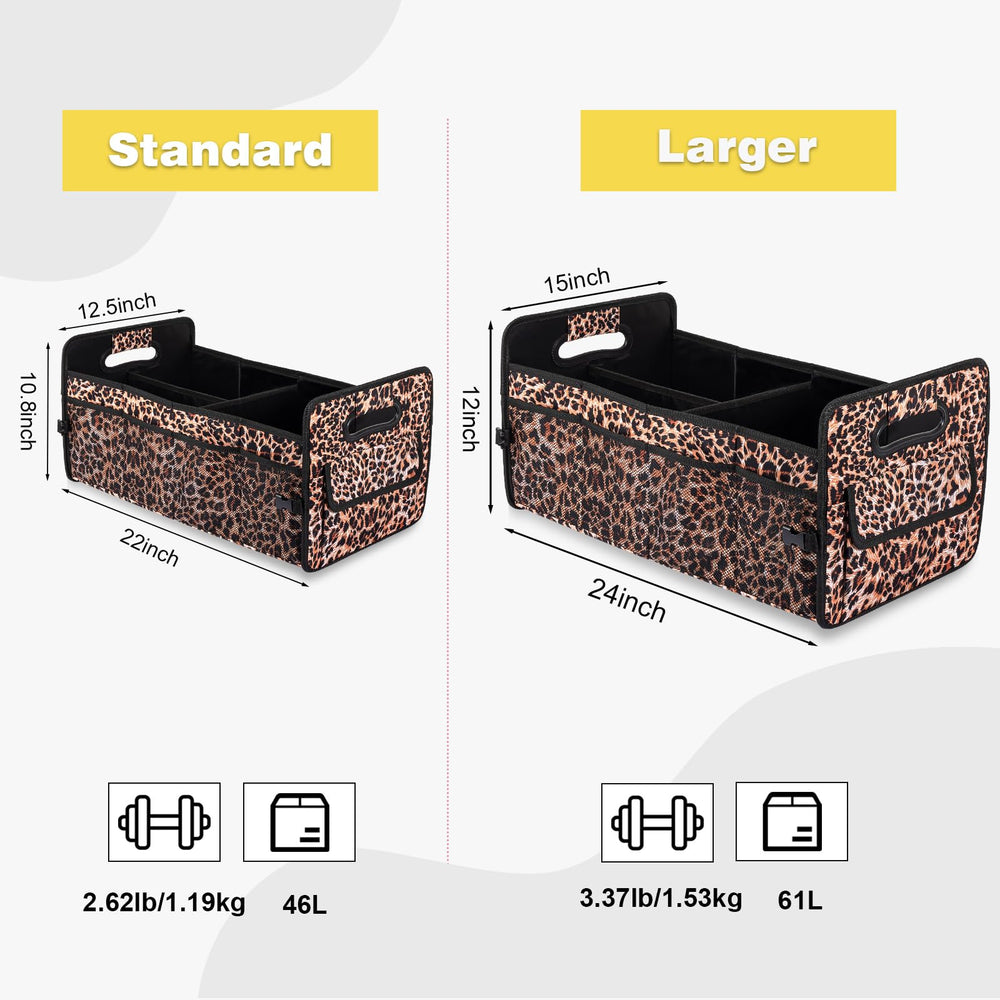 JiatuA leopard trunk organizer front pockets keep essentials within reach