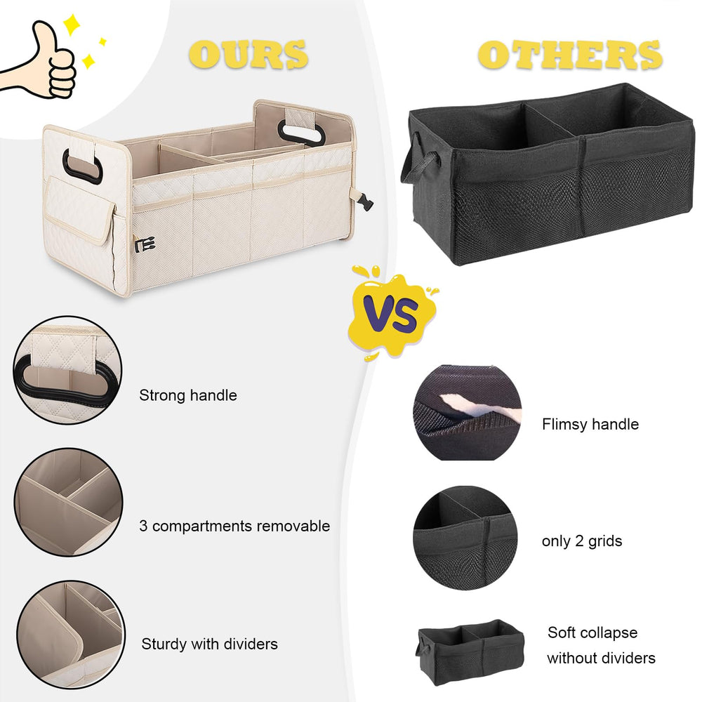 JiatuA trunk organizer with reinforced base and sides prevents sagging