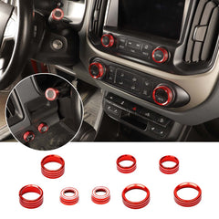 Jimen red knob-ring trim fits Chevy Colorado and GMC Canyon for enhanced interior protection