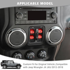 Jimen JK window button covers installed on center console for seamless fit