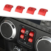 Jimen JK window button covers red close up show durable aluminum finish