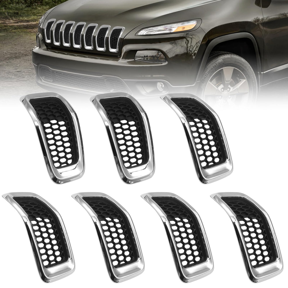 JINCHEN 7pcs grill mesh inserts for Jeep Cherokee front grille enhance airflow and rugged appearance