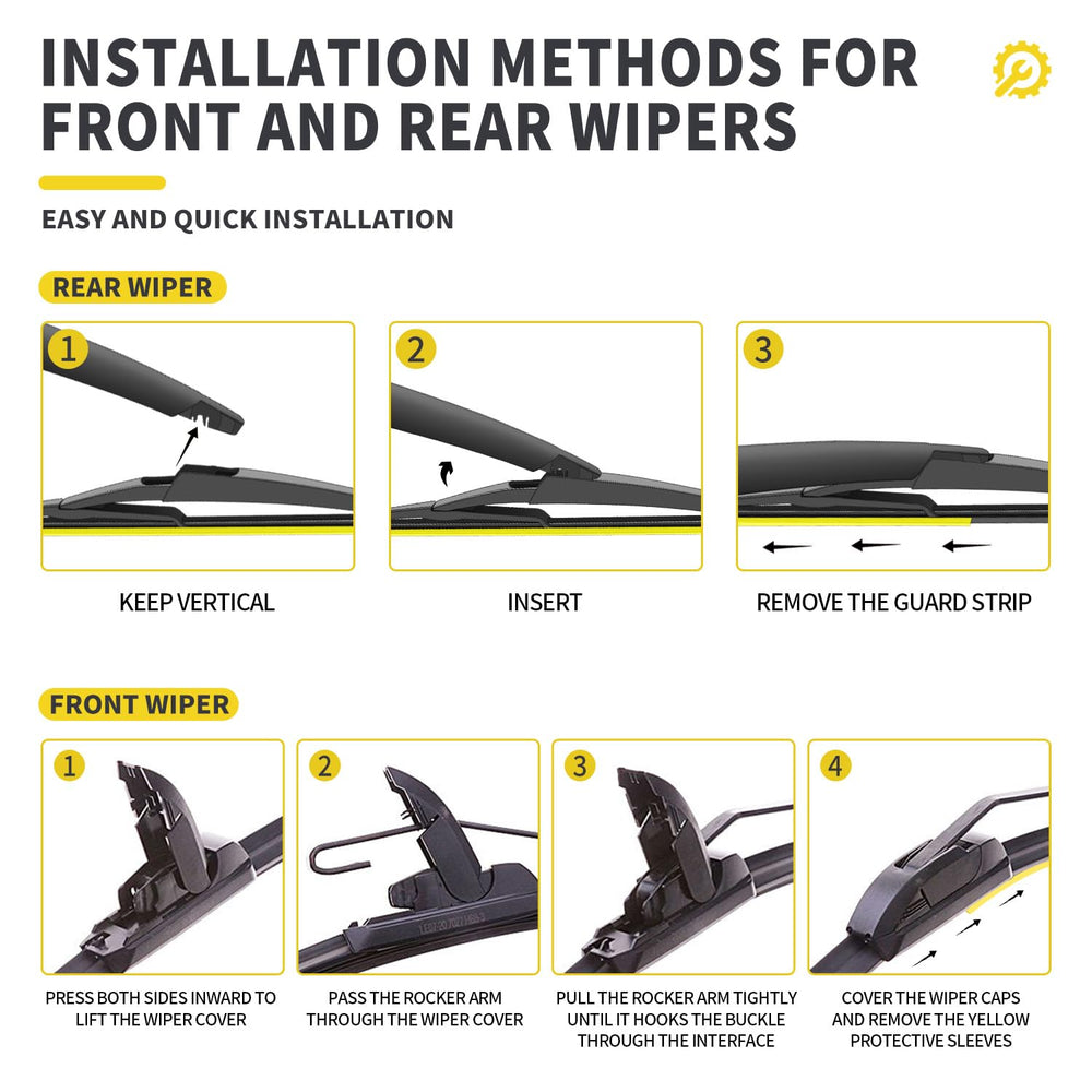 Easy push-and-pull installation demonstration for JINGOU wiper blades.