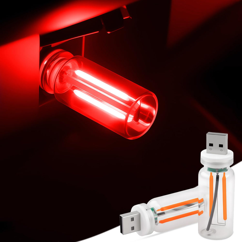 JINRUITOP car USB lights in red glass bottle create cozy car ambiance