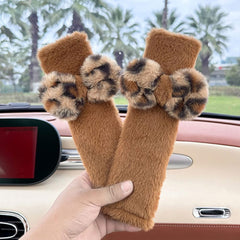 JINXU 2-pack leopard seatbelt covers for dual seats.